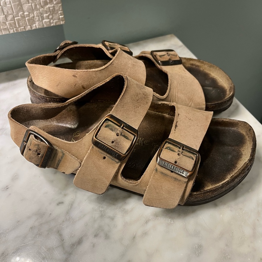 Birkenstock Milano Beige Leather Sandals